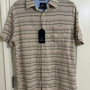 Ben Sherman Tan and Blue Casual Button Down Shirt
